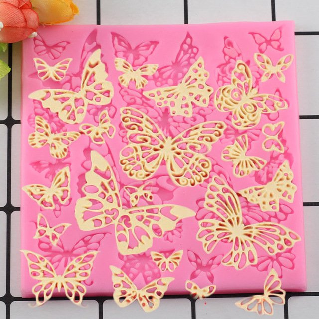 1 Pcs DIY Butterfly Shape Silicone Lace Mat Cupcake Fondant Molds Gumpaste Chocolate Moulds