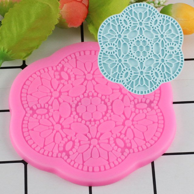 1 Pcs DIY Sugar Craft Silicone Lace Mat Fondant Mould Cake Decorating Tools Candy Moulds