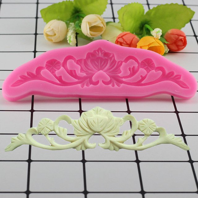 1 Pcs DIY Flower Lace Silicone Mat Relief Cake Border Decorating Fondant Molds Sugarcraft Mould