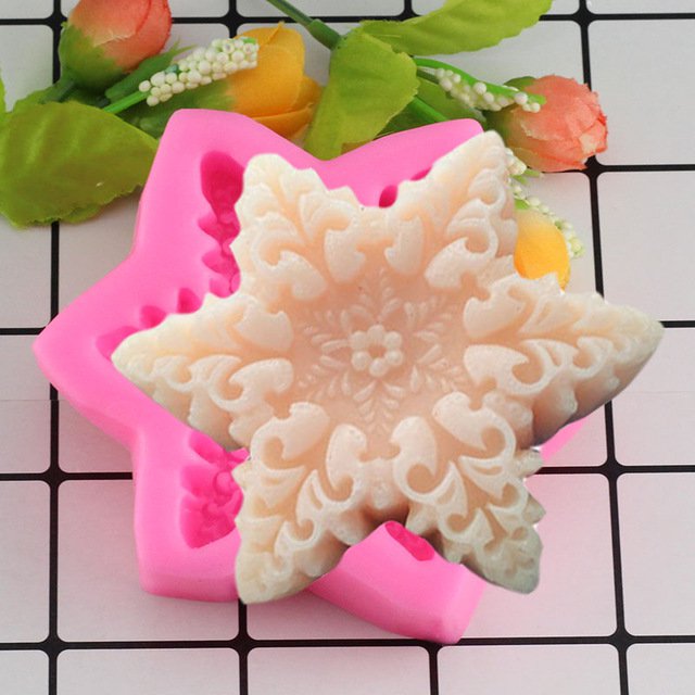 1 Pcs Silicone Mold 3D Snow Flake Form Chocolate Candy Jello Soap Mold Cake Decoration Mould