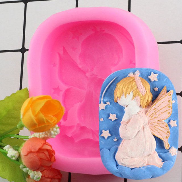 1 Pcs Hand Made Soap Mold Mould Silicone Little Angel Shape Crafts Soap Making Moulds