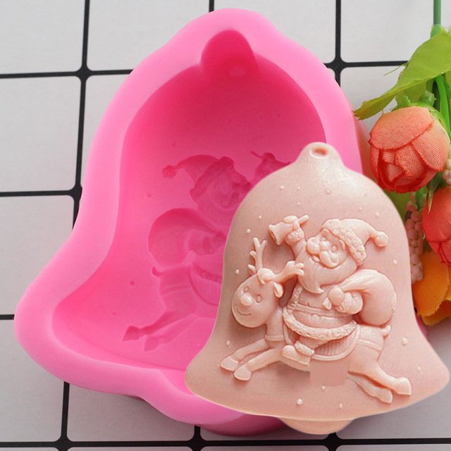 1 Pcs Silicone Molds For Cake Christmas Dacoration Chocolate Soap Mould Christmas Bells Salt Moulds