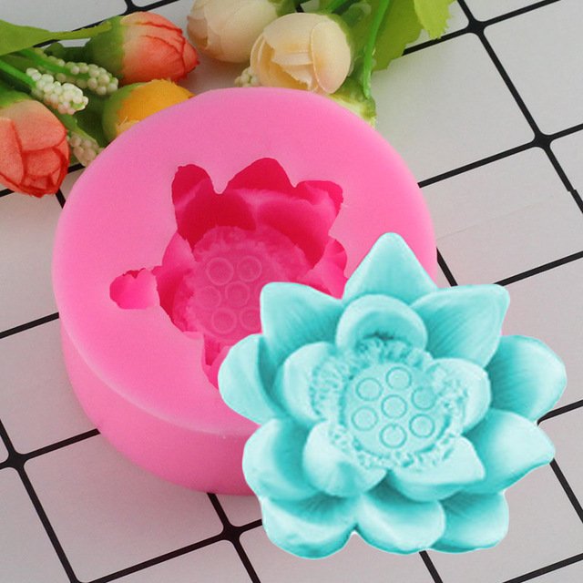 1 Pcs 3D Beautiful Lotus Flowers silicone Soap molds Wedding Birthday Cake Decorating Mould