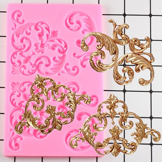 1 Pcs Baroque Scroll Relief Fondant Cake Decorating Tools Cake Border Silicone Mould