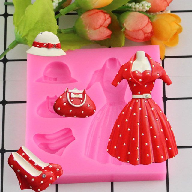 1 Pcs 3D Clothes Hat Skirt DIY Silicone Mold Fondant Kitchen Cake Decorating Mold Chocolate Mould