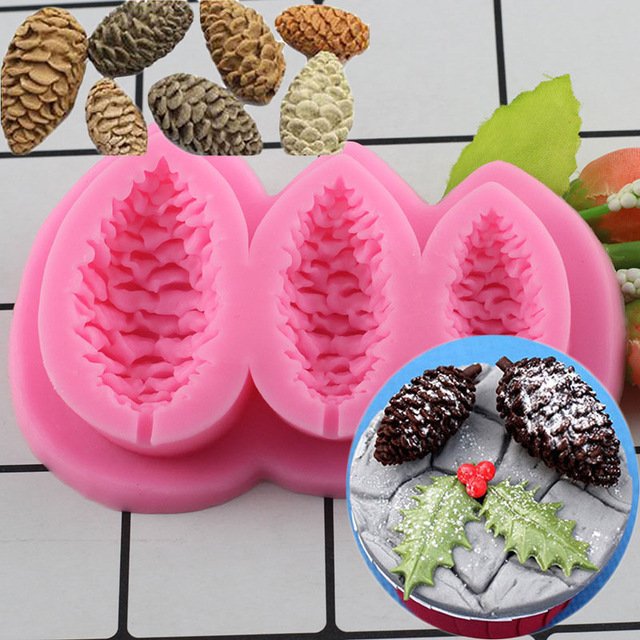 1 Pcs Sugarcraft Pine Cones Silicone Mold Fondant Mold Pine Nuts Christmas Cake Decorating Mould