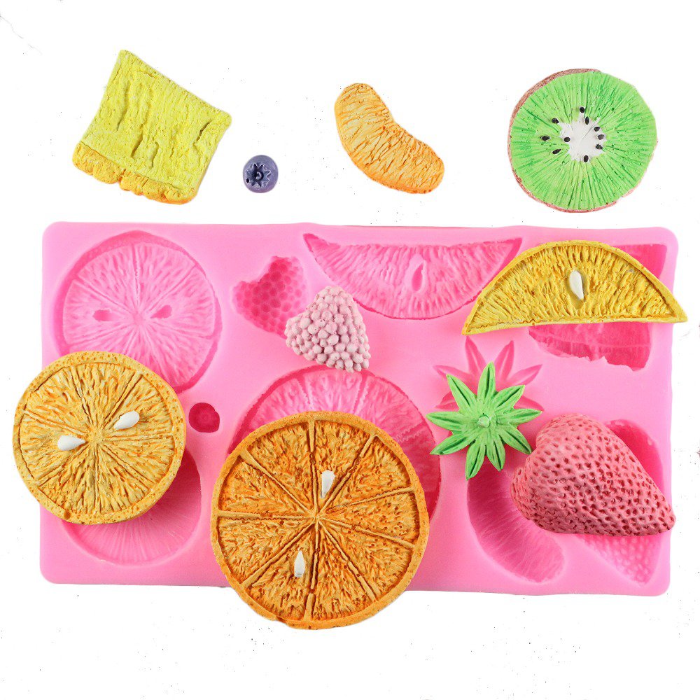 1 Pcs Fruit Strawberry Orange Shape Chocolate Party Cake Kiwi Fondant Silicone Mould