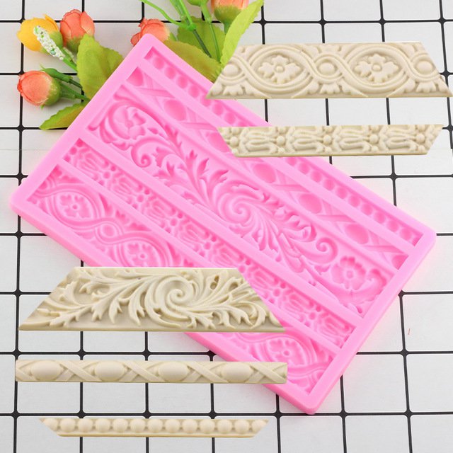 1 Pcs 3D Border European Relief Silicone Mould Fondant Cake Decorating Baking Mould