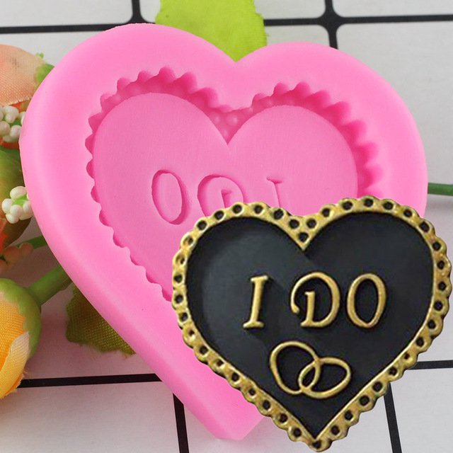 1 Pcs Wedding Love Heart Shape Silicone Mould Cake Decoration Tools Baking Fondant Moulds