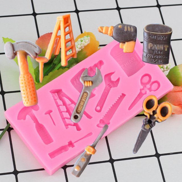 1 Pcs Hardware Tools Scissor Ladder Hammer Shape Silicone Cake Mold DIY Chocolate Moulds