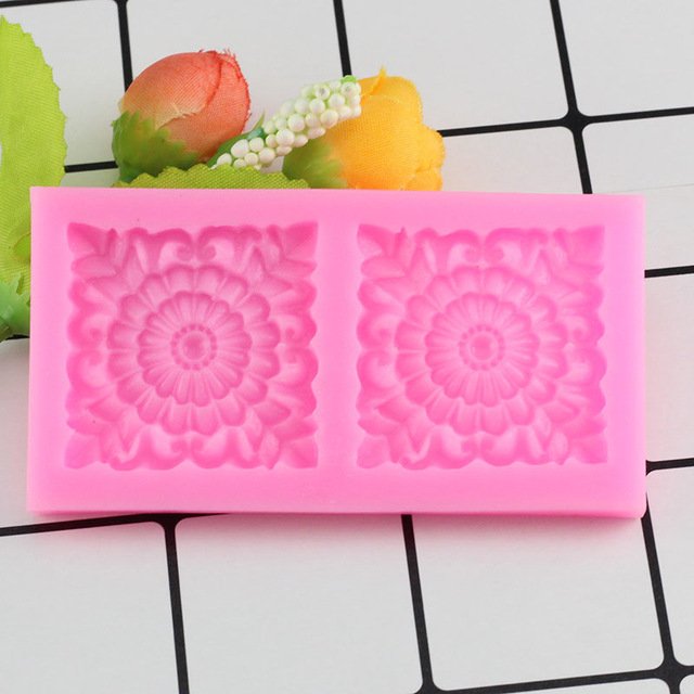 1 Pcs 3D Square Scrolls Baroque Corner Silicone Mold Lace Mat Cake Border Fondant Moulds