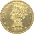 1 Pcs US 1847 Liberty Ten Dollars Head Eagle Without Motto Gold Copy Coins