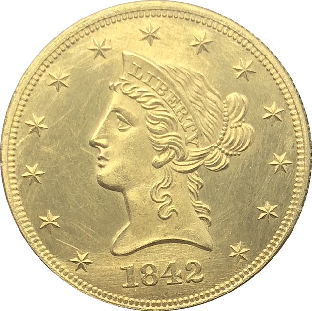1 Pcs US 1842-O Liberty Ten Dollars Head Eagle Without Motto Gold Copy Coins