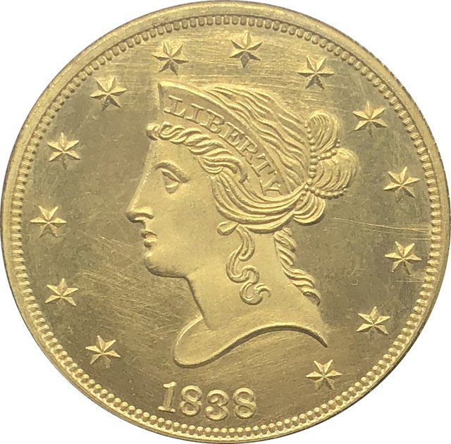 1 Pcs US 1838 Liberty Ten Dollars Head Eagle Without Motto Gold Copy Coins