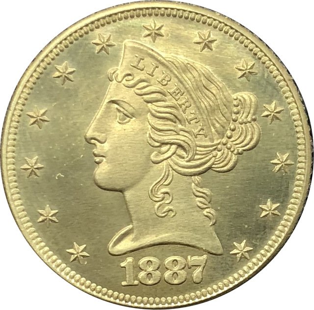 1 Pcs US 1887-S Liberty Head Five Dollars Motto Above Eagle In God We Trust Gold Copy Coins