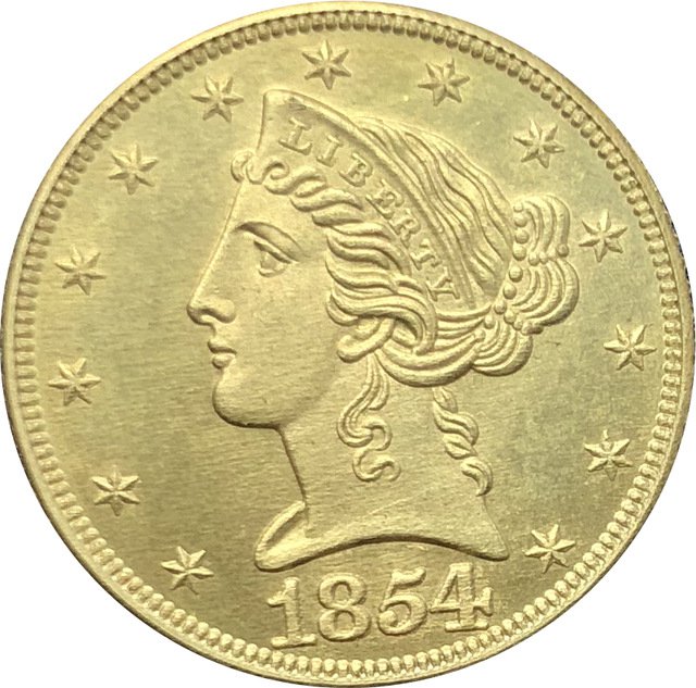 1 Pcs US 1854-S Liberty Head Five Dollars Motto Above Eagle In God We Trust Gold Copy Coins