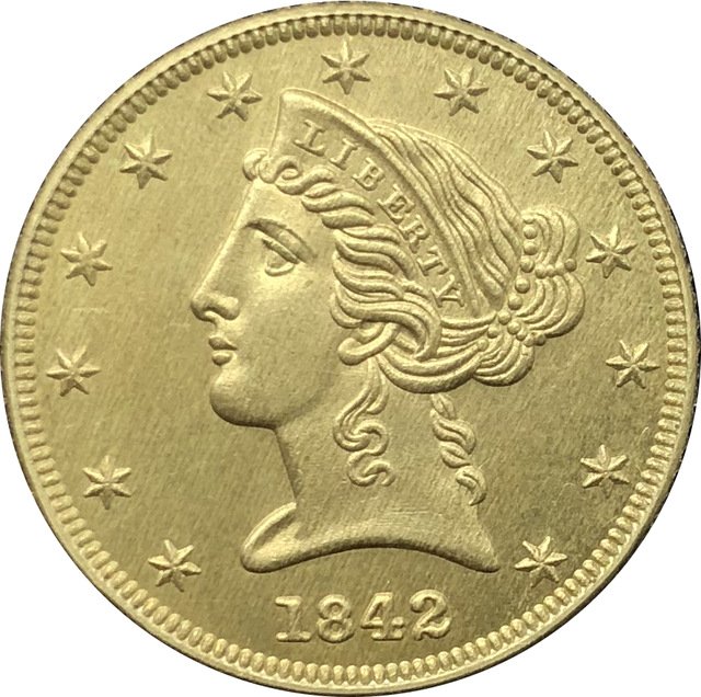 1 Pcs US 1842-D Liberty Head Five Dollars Motto Above Eagle In God We Trust Gold Copy Coins