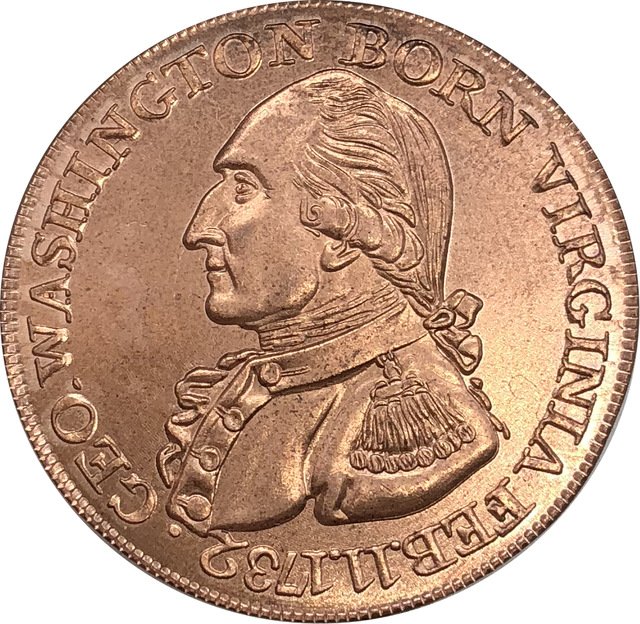 1 Pcs US 1792 Undated Washington Born Virginia Red Copper Copy Coin
