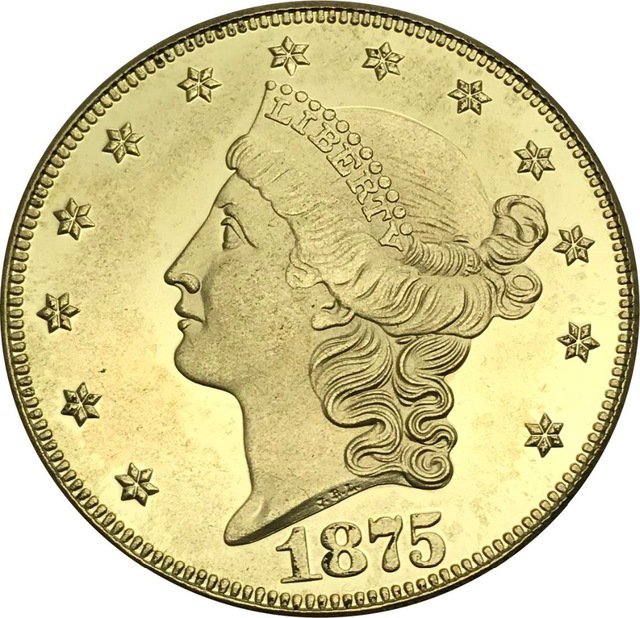 1 Pcs US 1875-S Liberty Twenty Dollars In God We Trust Gold Copy Coins