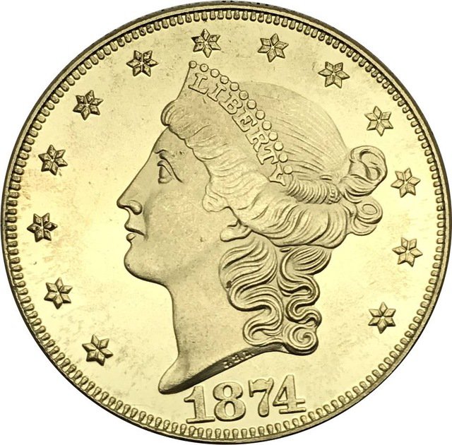 1 Pcs US 1874-S Liberty Twenty Dollars In God We Trust Gold Copy Coins