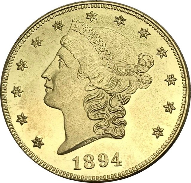 1 Pcs US 1894-S Liberty Twenty Dollars In God We Trust Gold Copy Coins