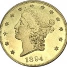 1 Pcs US 1894-S Liberty Twenty Dollars In God We Trust Gold Copy Coins