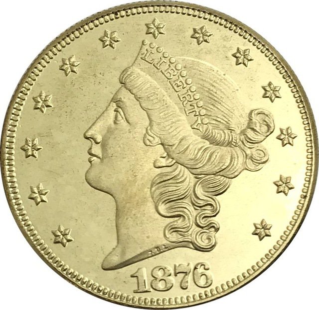 1 Pcs US 1876 Liberty Twenty Dollars In God We Trust Gold Copy Coins