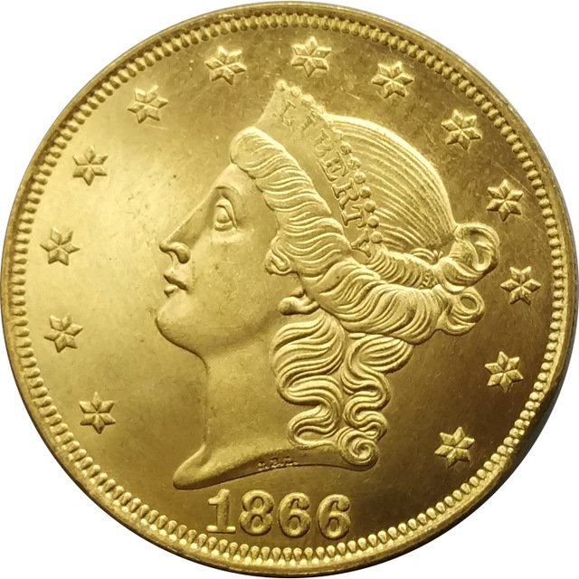 1 Pcs US 1866 Liberty Head Twenty Dollars Gold Copy Coins
