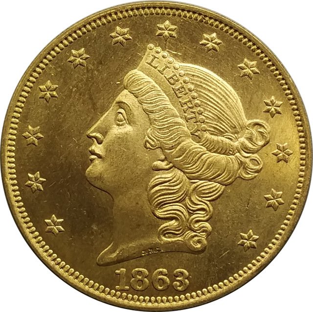1 Pcs US 1863 Liberty Head Twenty Dollars Gold Copy Coins