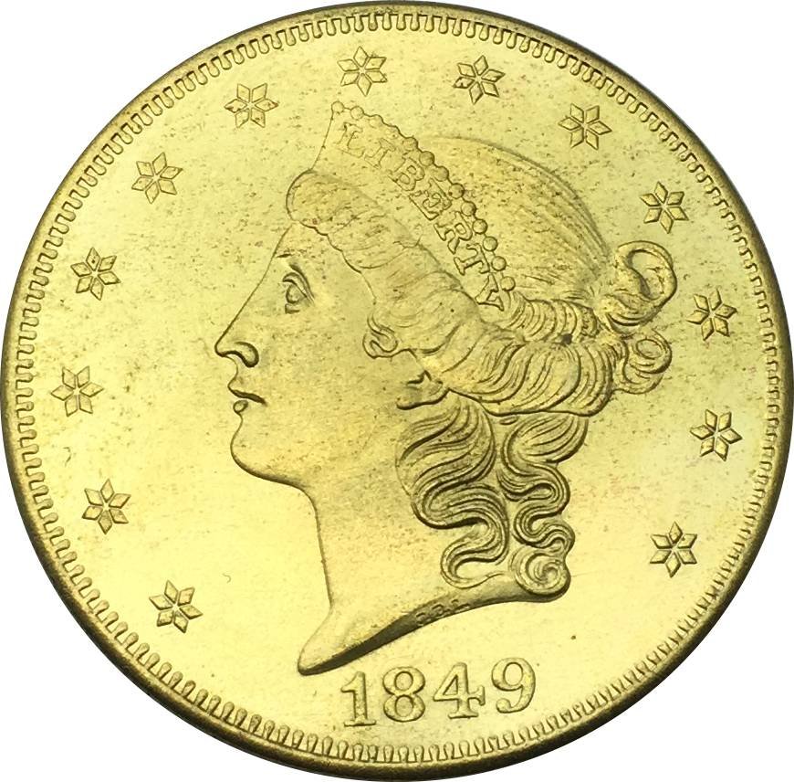 1 Pcs US 1849 Liberty Head Twenty Dollars Gold Copy Coins