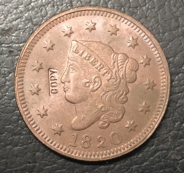 1 Pcs 1820 US Coronet Head Large One Cent Copy Coins For Collection