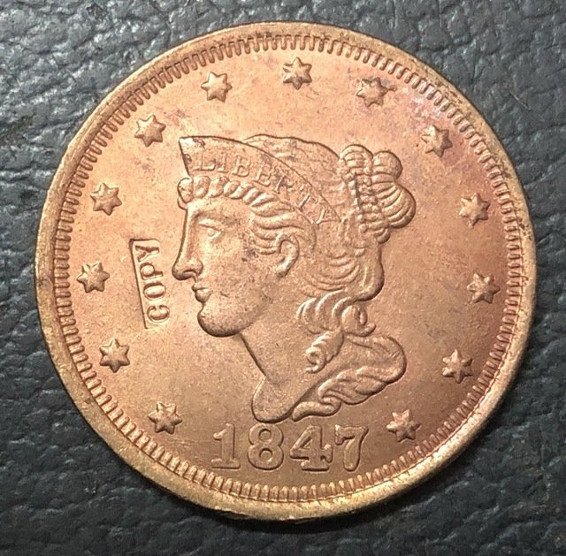 1 Pcs 1847 US Braided Hair Large One Cent Copy Coins  For Collection