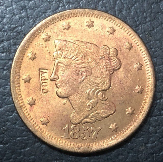 1 Pcs 1857 US Braided Hair Large One Cent Copy Coins  For Collection
