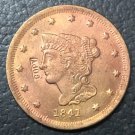 1 Pcs 1841 US Braided Hair Large One Cent Copy Coins  For Collection