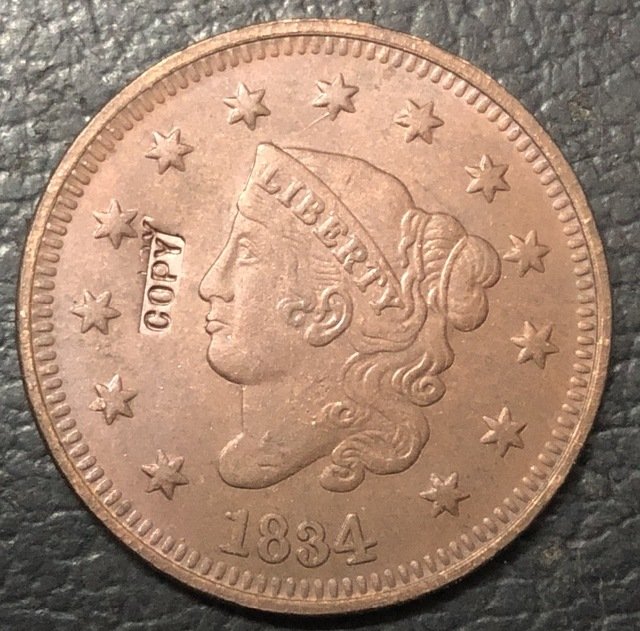 1 Pcs 1834 US Coronet Head Large One Cent Copy Coins For Collection