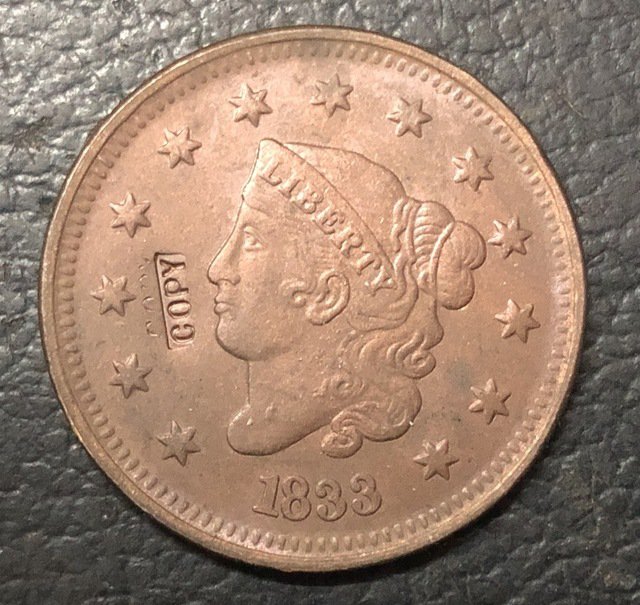 1 Pcs 1833 US Coronet Head Large One Cent Copy Coins For Collection
