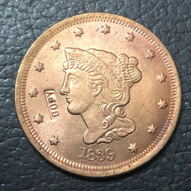 1 Pcs 1839 US Braided Hair Large One Cent Copy Coins (Without Copy Logo)