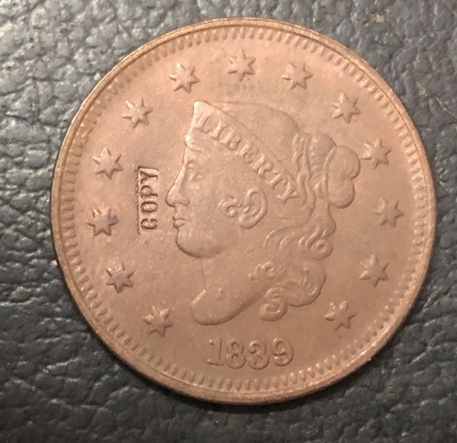 1 Pcs 1839 US Coronet Head Large One Cent Copy Coins For Collection