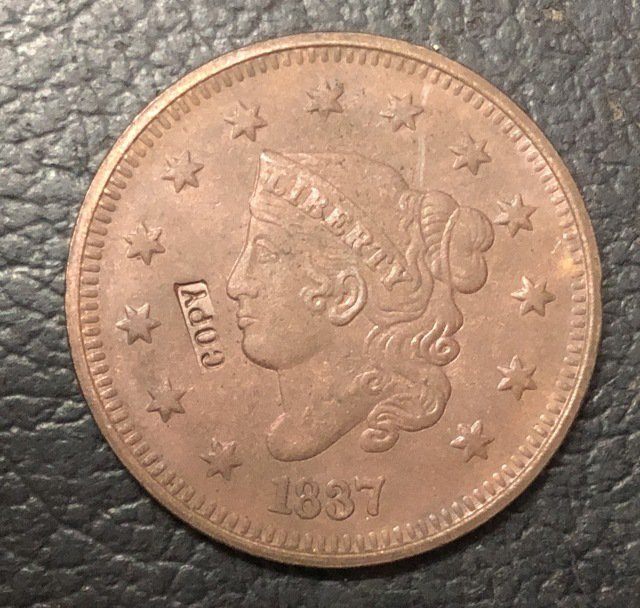 1 Pcs 1837 US Coronet Head Large One Cent Copy Coins  For Collection