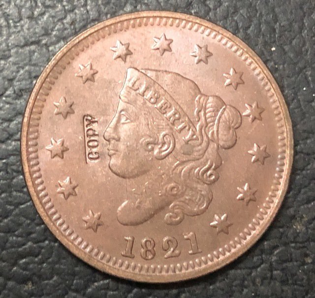 1 Pcs 1821 US Coronet Head Large One Cent Copy Coins  For Collection