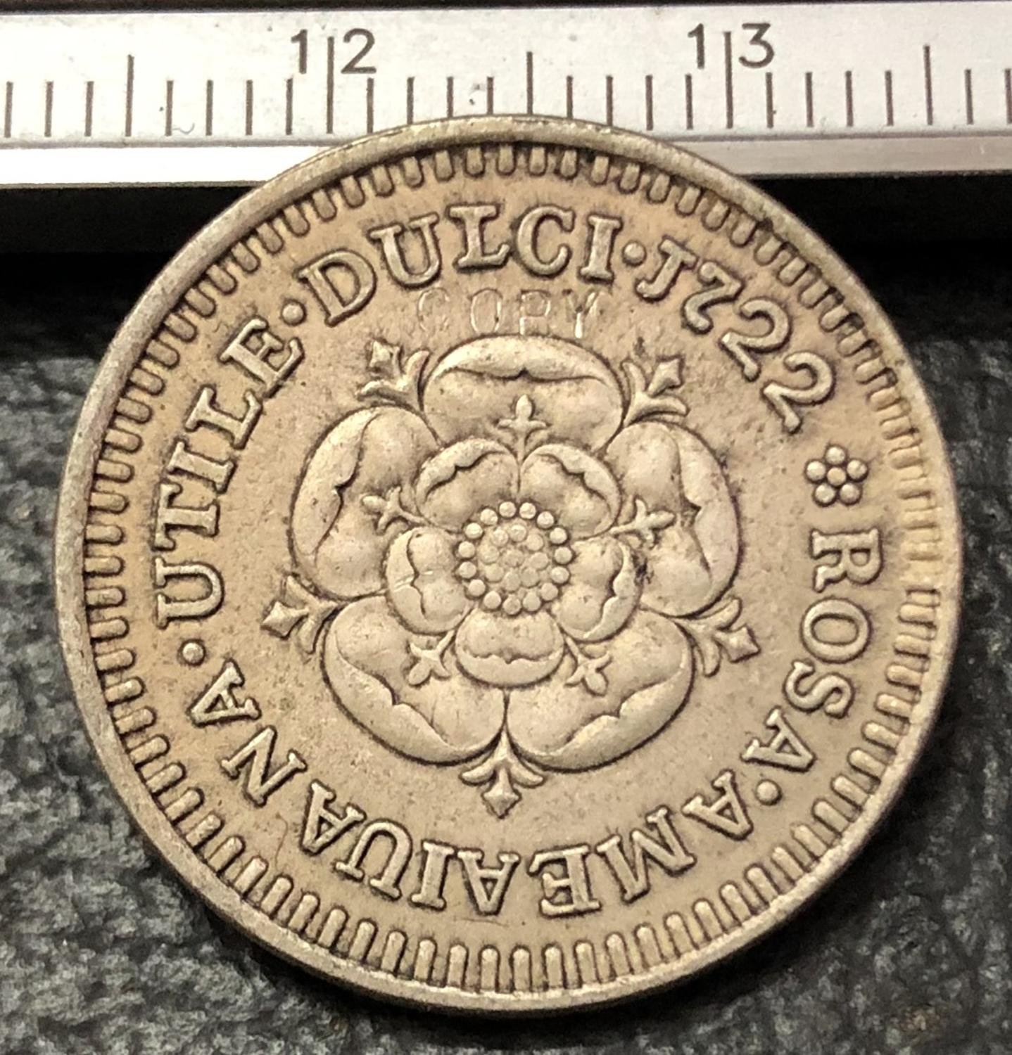 1 Pcs 1722 Rosa Americana Colonials Two Pence Copy Coins (Without Copy Logo)