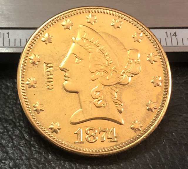 1 Pcs 1874-CC Liberty Head $10 Ten Dollar Copy Coins- For Collection