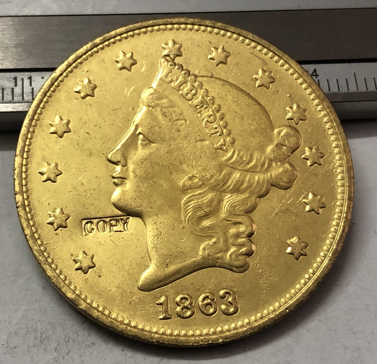 1 Pcs 1863 Liberty Head $20 Twenty Dollar Copy Coins (Without Copy Logo)