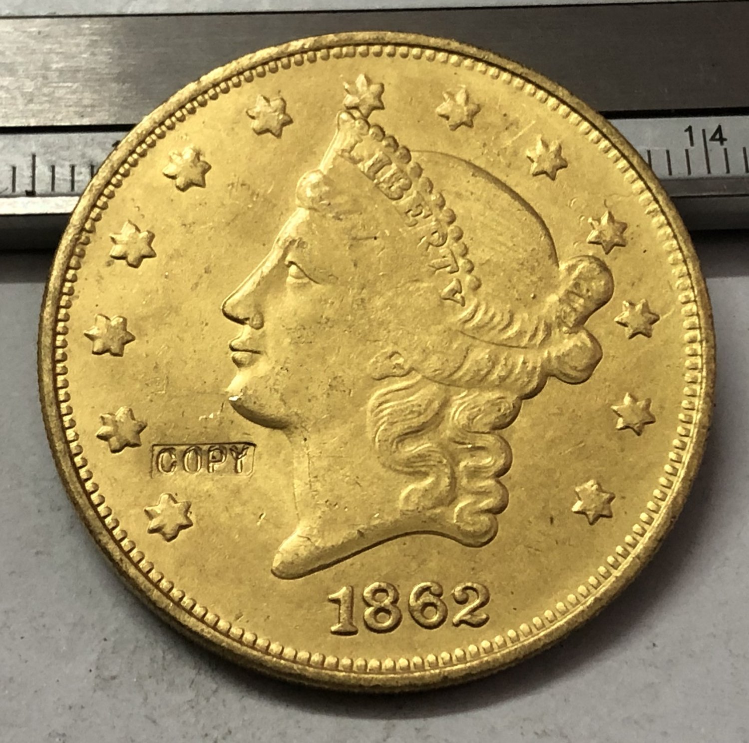 1 Pcs 1862 Liberty Head $20 Twenty Dollar Copy Coins (Without Copy Logo)