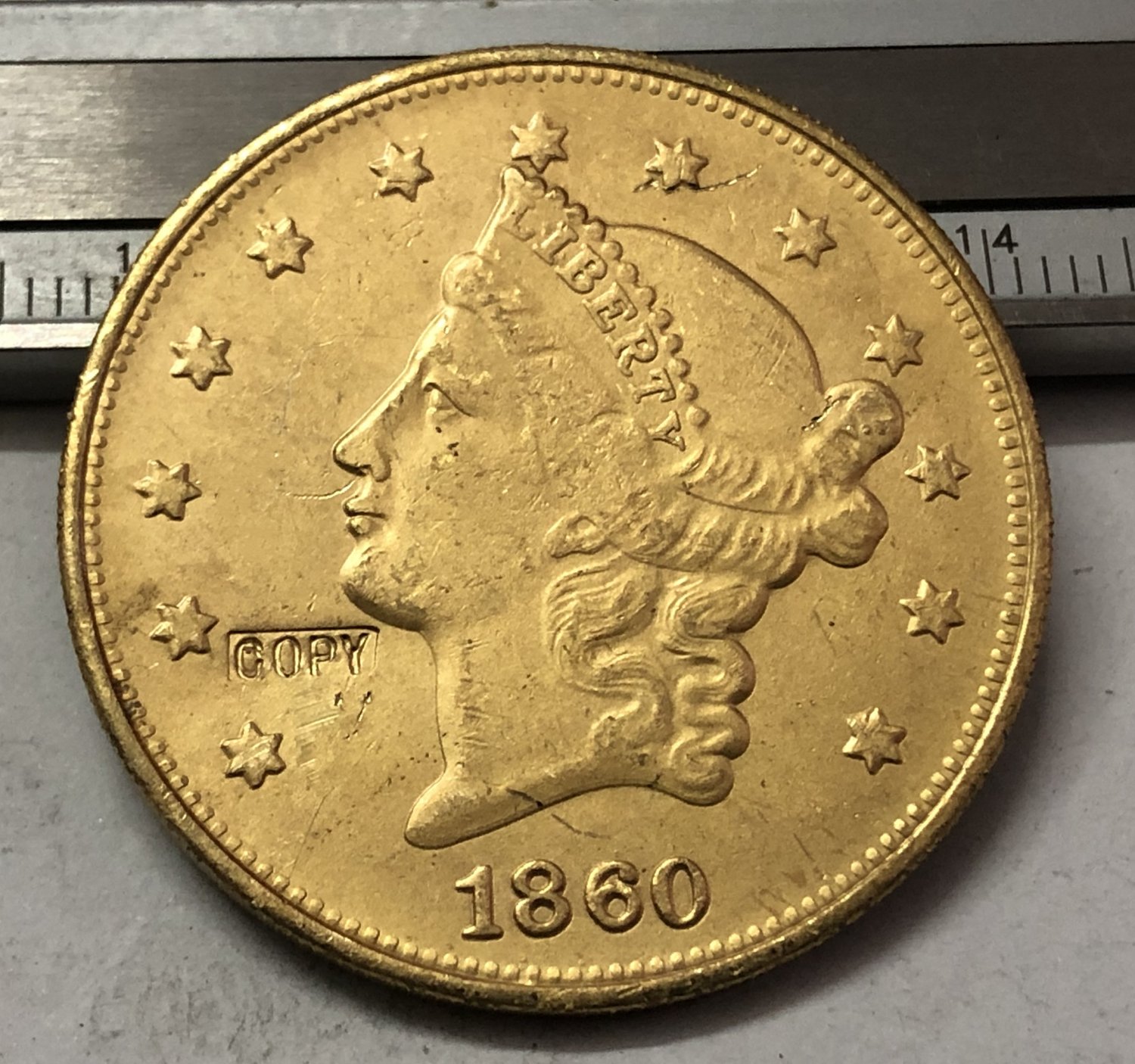 1 Pcs 1860 Liberty Head $20 Twenty Dollar Copy Coins (Without Copy Logo)