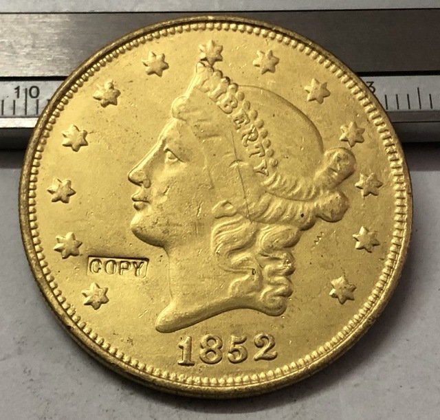 1 Pcs 1852 Liberty Head $20 Twenty Dollar Copy Coins  For Collection