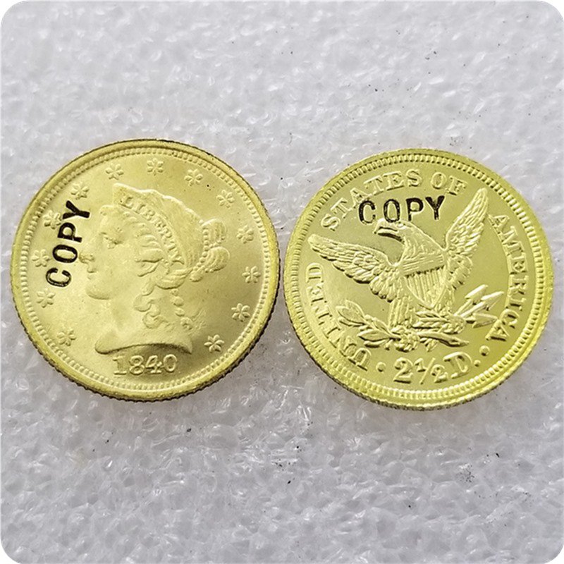 1 Pcs USA 1840-C Liberty $2.5 Quarter Eagle Gold Copy Coins  For Collection