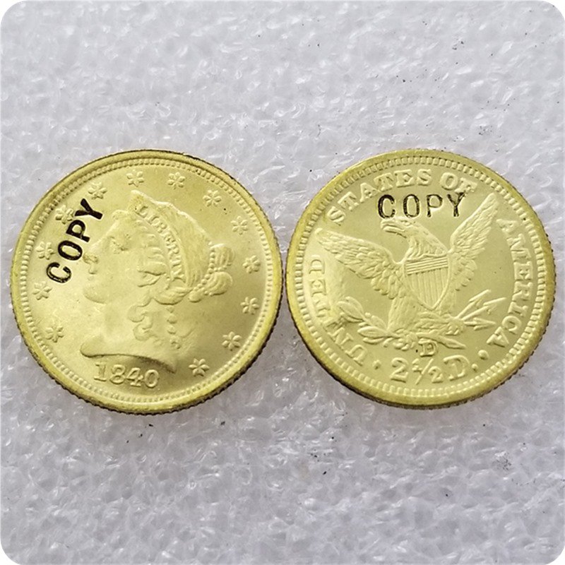 1 Pcs USA 1840-D Liberty $2.5 Quarter Eagle Gold Copy Coins  For Collection