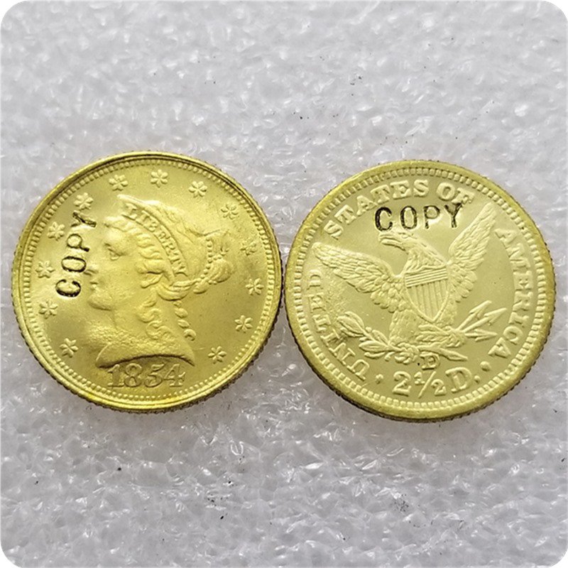 1 Pcs USA 1854-D Liberty $2.5 Quarter Eagle Gold Copy Coins For Collection