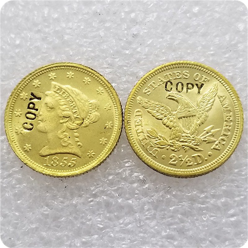 1 Pcs USA 1855 Liberty $2.5 Quarter Eagle Gold Copy Coins  For Collection